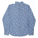 TOMMY HILFIGER Denim Look Mens Shirt Blue Crazy Pattern Long Sleeve S