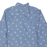 TOMMY HILFIGER Denim Look Mens Shirt Blue Crazy Pattern Long Sleeve S
