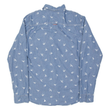 TOMMY HILFIGER Denim Look Mens Shirt Blue Crazy Pattern Long Sleeve S