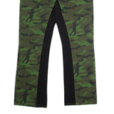 Camouflage Panelled Mens Trousers Green Regular Wide-Leg W34 L30