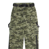 FB SISTER Cuffed Camouflage Cargo Womens Trousers Green Regular Tapered W26 L28