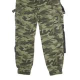 FB SISTER Cuffed Camouflage Cargo Womens Trousers Green Regular Tapered W26 L28