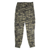 Cuffed Camouflage Cargo Mens Trousers Green Regular Straight W29 L33