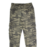 Cuffed Camouflage Cargo Mens Trousers Green Regular Straight W29 L33