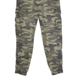 Cuffed Camouflage Cargo Mens Trousers Green Regular Straight W29 L33