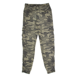 Cuffed Camouflage Cargo Mens Trousers Green Regular Straight W29 L33