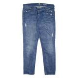 7 FOR ALL MANKIND Josefina Distressed Womens Jeans Blue Slim Skinny W31 L28