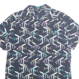 WE Slim Fit Mens Hawaiian Shirt Black Animal Print XL