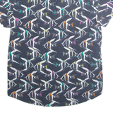 WE Slim Fit Mens Hawaiian Shirt Black Animal Print XL