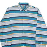 Mens Shirt Blue 90s Striped Long Sleeve L