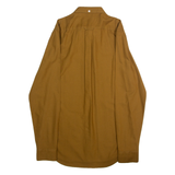 FARAH Slim Fit Mens Plain Shirt Brown Long Sleeve S