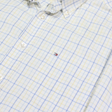TOMMY HILFIGER Mens Shirt White Plaid Long Sleeve M