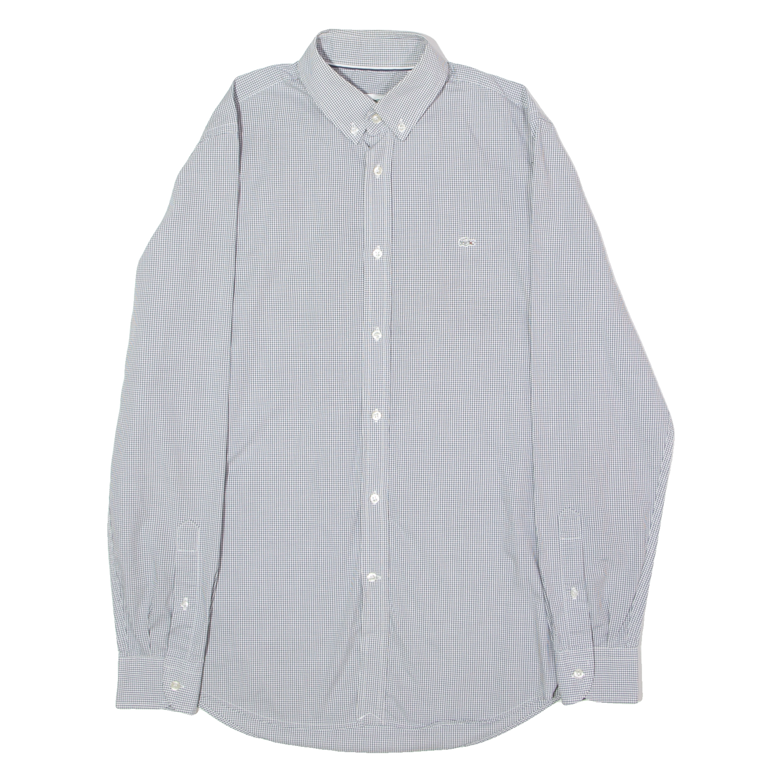 LACOSTE Classic Fit Mens Shirt Grey Check Long Sleeve M