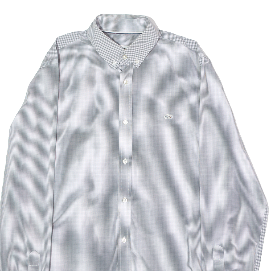 LACOSTE Classic Fit Mens Shirt Grey Check Long Sleeve M