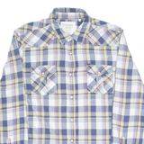 GUESS Slim Fit Mens Flannel Shirt Blue Check Long Sleeve 2XL