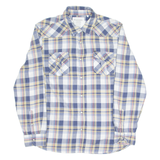 GUESS Slim Fit Mens Flannel Shirt Blue Check Long Sleeve 2XL