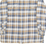 CASUAL LAND Zip Up Mens Flannel Shirt Blue Check Long Sleeve L