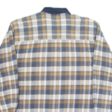 CASUAL LAND Zip Up Mens Flannel Shirt Blue Check Long Sleeve L