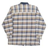 CASUAL LAND Zip Up Mens Flannel Shirt Blue Check Long Sleeve L