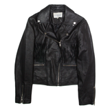 CLAUDIE PIERLOT Womens Biker Jacket Black Faux Leather M