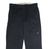 DICKIES Workwear Mens Twill Trousers Black Loose Straight W38 L30