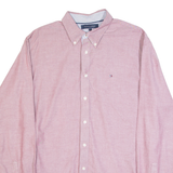 TOMMY HILFIGER Mens Plain Shirt Maroon Long Sleeve L