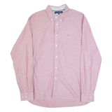 TOMMY HILFIGER Mens Plain Shirt Maroon Long Sleeve L