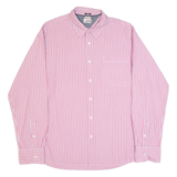 TOMMY HILFIGER DENIM Slim Fit Mens Shirt Red 90s Striped Long Sleeve 2XL