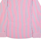 TOMMY HILFIGER DENIM Slim Fit Mens Shirt Red 90s Striped Long Sleeve 2XL