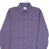 CALVIN KLEIN Slim Fit Mens Shirt Blue Crazy Pattern Long Sleeve M