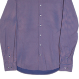 CALVIN KLEIN Slim Fit Mens Shirt Blue Crazy Pattern Long Sleeve M