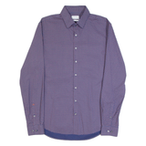 CALVIN KLEIN Slim Fit Mens Shirt Blue Crazy Pattern Long Sleeve M