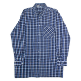Mens Flannel Shirt Blue 90s Check Long Sleeve L
