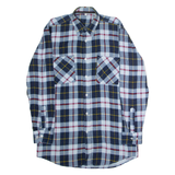 F&C PROTECT LINE Mens Flannel Shirt Blue Check Long Sleeve M