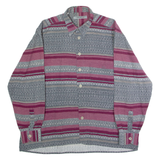 REFLECTION Mens Shirt Grey Striped Long Sleeve L