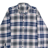LEHNER VERSAND Mens Flannel Shirt Blue Check Long Sleeve L