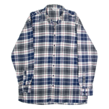LEHNER VERSAND Mens Flannel Shirt Blue Check Long Sleeve L