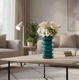ANYDECO Flower Vase Blue Medium Nordic Plastic Spiral Pot Home Decor