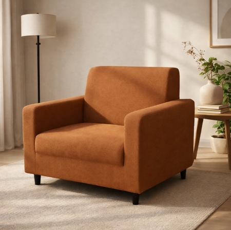 Anyseat 1-Seater Sofa Cover – Plain Light Coffee Style Slipcover for Living Room Chair Protection