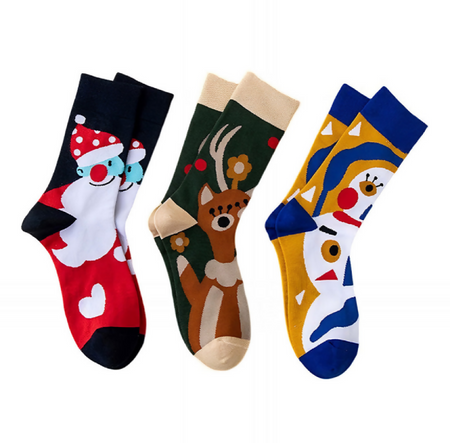 Anyfootwear 3 Pairs Women’s Cartoon Holiday Cotton Socks Funny Gift Party