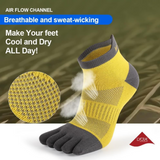 Anyfootwear 5 Pairs One Size 36-42 Yellow Men's Cotton Five Toe Socks Breathable Sports Socks Sweat Absorbent Anti-Friction Short Tube Socks