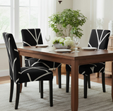 Anyseat Black with Linear Design Chair Cover – Elastic Slipcover with Anti‑Dirt Protection for Dining Room, Kitchen, Wedding, Hotel, Banquet & Restaurant