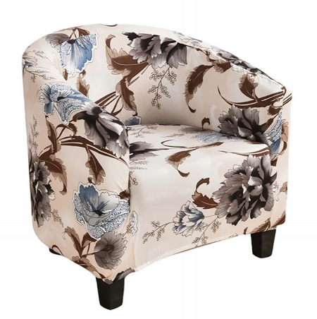 Anyseat Light Beige Floral Chair Cover – Plain Dustproof Tub Slipcover for Home Décor