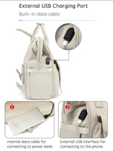 Anymom Mommy Diaper Bag Grey Backpack 2Pcs Stroller Hook with Internal USB Charging Port