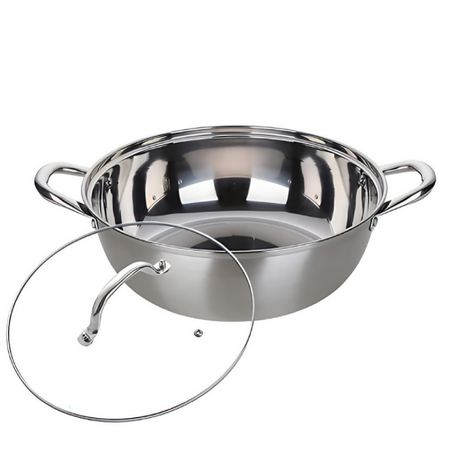 ANYGLEAM Stock Pot Silver Stainless Steel Home Restaurant Cooking Tool Single-Layer Compatible Soup Kitchen Utensils