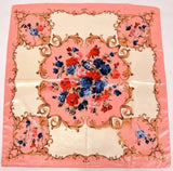 Anyyou Fashion Premium Satin Square Scarf – Roses Pink Garden Silk-Feel Neckwrap for Women