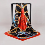 Anyyou Fashion Premium Satin Square Scarf –Red Black Silk-Feel Neckwrap for Women