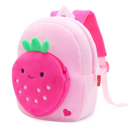 Anypack 3D Pink Strawberry Kids School Backpack Cute Cartoon Animal Style Children Toddler Plush Bag Perfect Accessories For Boys and Girls