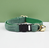 Anypet Large Hunter Green Cat Collar with Safety Buckle, Bell & Durable Adjustable Strap – Stylish Comfortable Pet Accessory for Cats