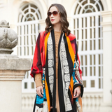Anyyou 100% Merino Wool Multi-Color Multipatten Silk Satin Large Winter Scarf Pashmina Shawl Bandana Perfect For Women Ladies Fashion Style